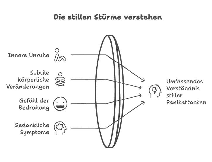 Grafik, die die vier Hauptsymptome einer stillen Panikattacke veranschaulicht