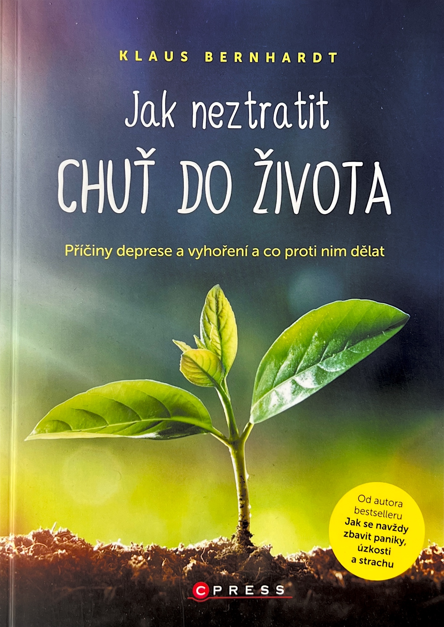 Tschechisches Fachbuch ueber die Bernhardt-Methode gegen Depression und Burnout. Auf dem Cover ist ein junger Pflanzentrieb abgebildet.