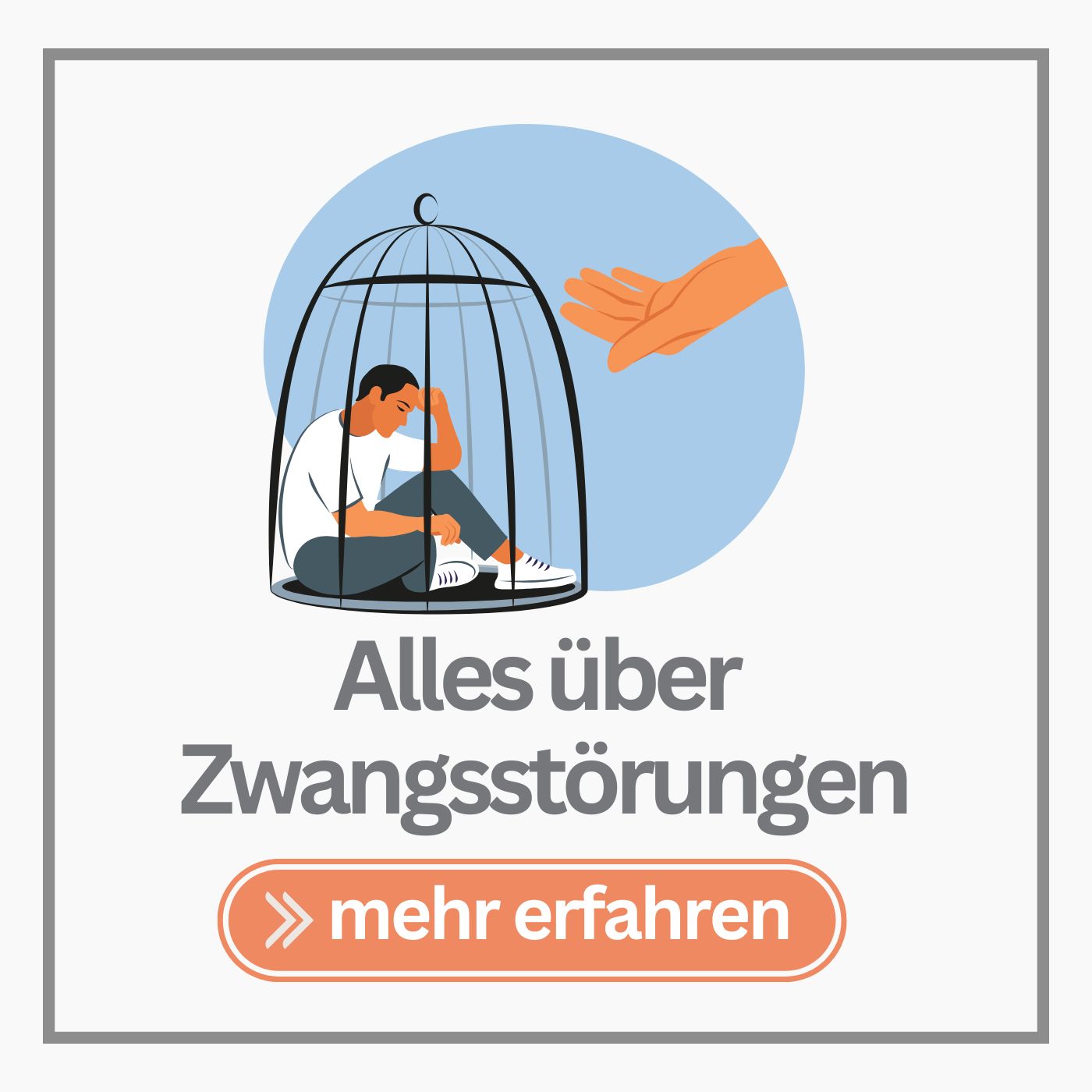 Grafische Darstellung eines Mannes in einem Käfig als Symbolbild einer Zwangsstörung