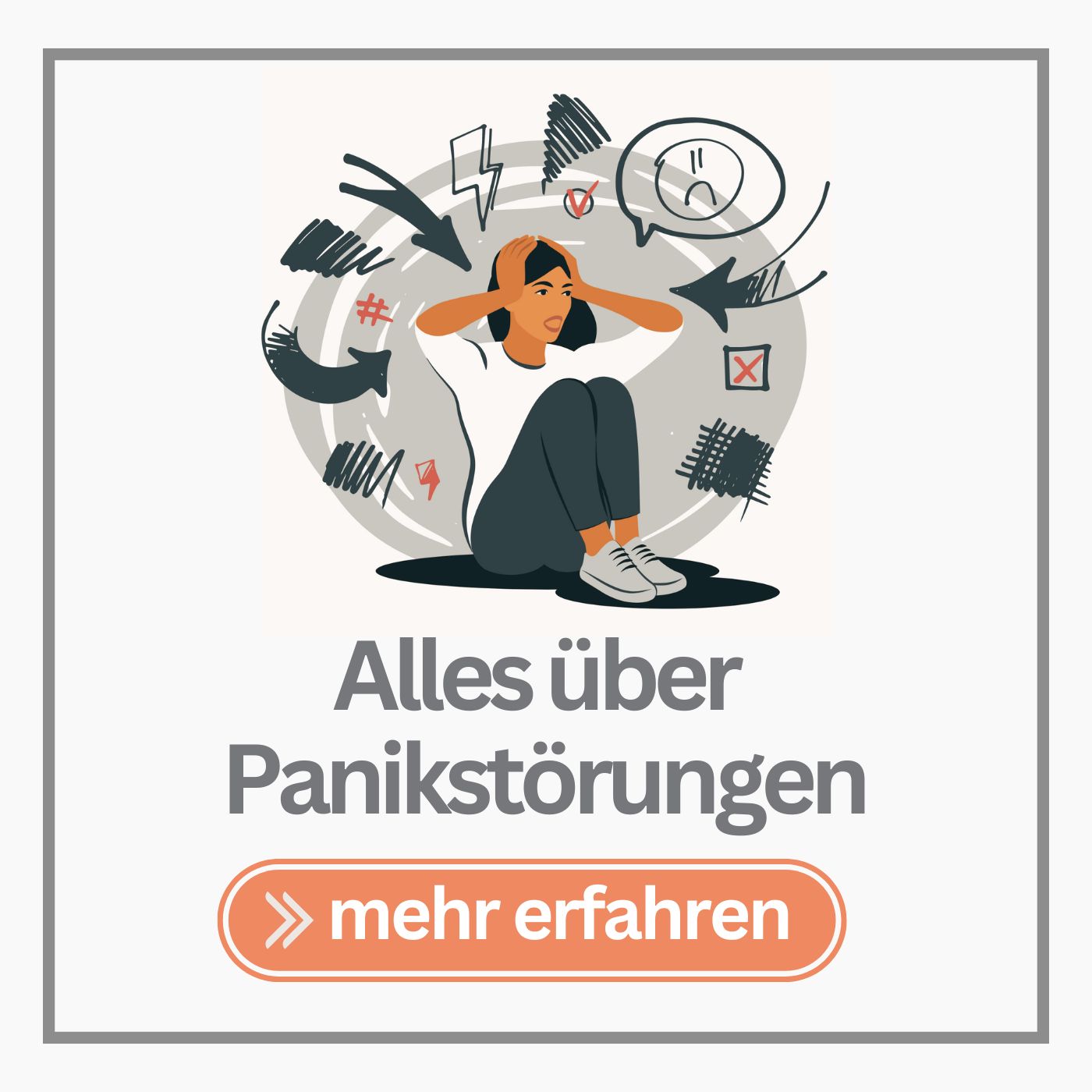 Grafische Darstellung einer jungen Frau mit einer Panikattacke und begleitendem Schwindel