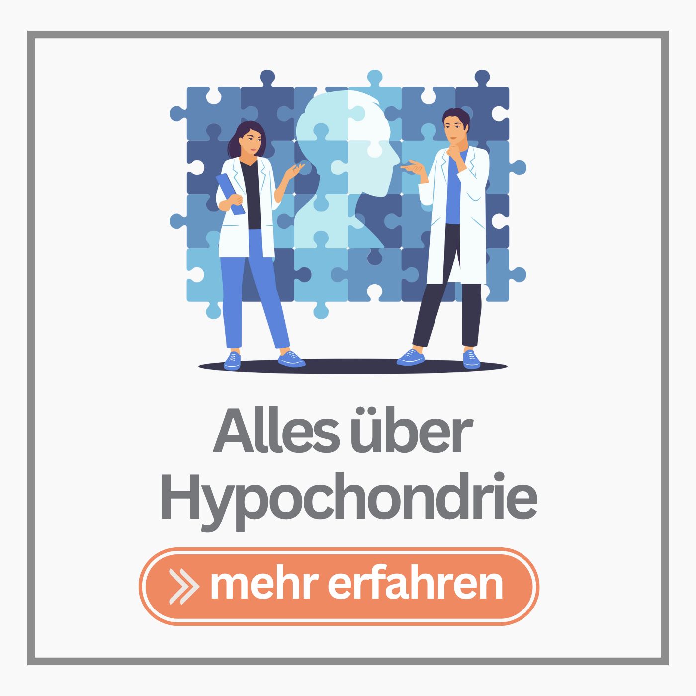 Grafische Darstellung einer Frau und eines Arztes, die sich über Hypochondrie unterhalten