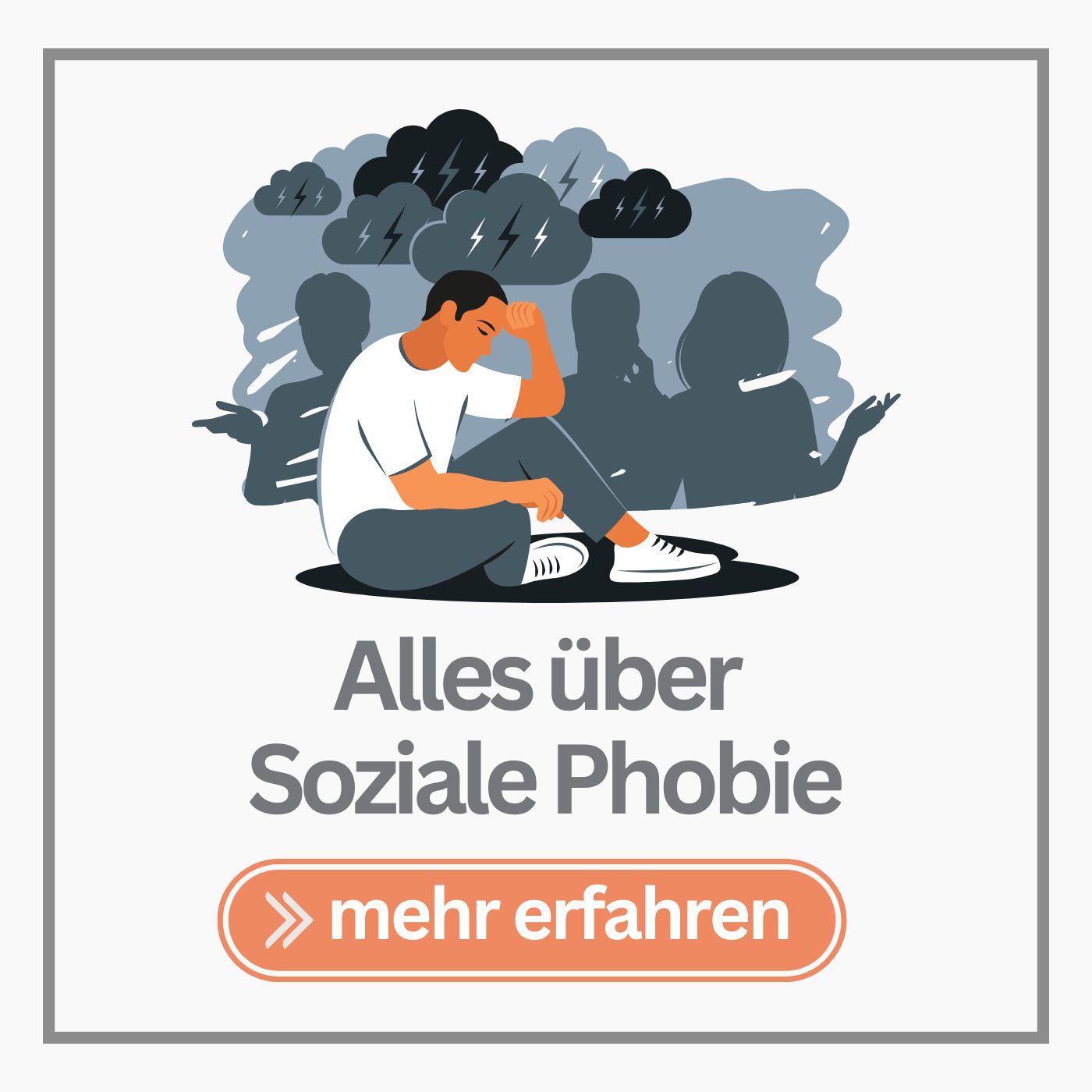 Grafische Darstellung eines jungen Mannes der unter Sozialer Phobie leidet
