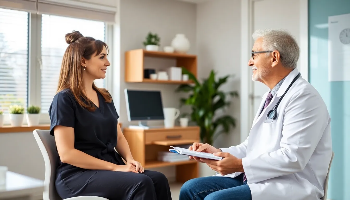 Gespräch zwischen einem Arzt und einer Patientin. Es geht darum, ob Nahrungsergänzungsmittel bei Ängsten und Phobien hilfreich sein können